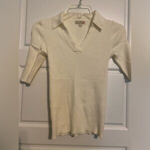 Cream GB Juniors Collared Ribbed Top Size S